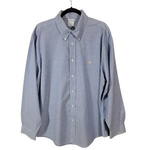 Brooks Brothers 1818 Mens XL Regent Blue Long Sleeve Shirt Yellow Button Down